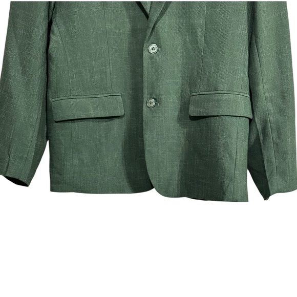 Nova Men Shepton Solid Green Textured Two-Button Blazer Jacket Medium - Picture 3 of 12